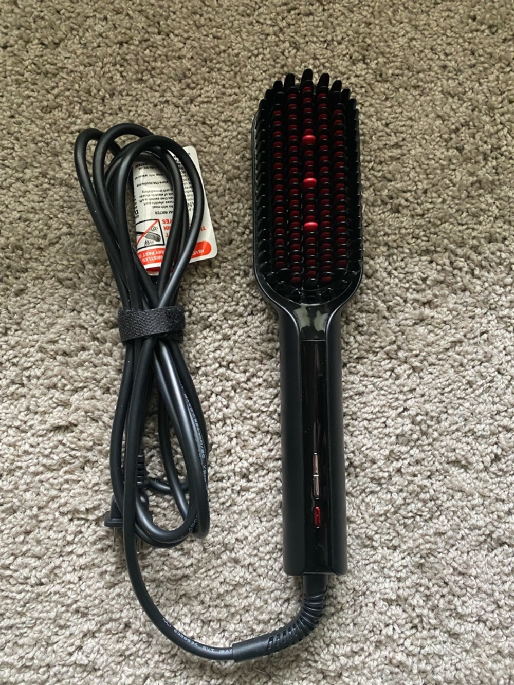 Tymo Corded Ionic Hair Straightening Brush — Black with Red Trim